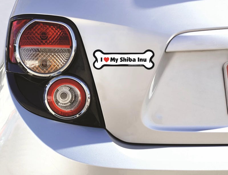 Imagine This Company I Love My Breed Bone Shaped Pet Magnet; Removable Magnets for Cars, Fridges, Lockers & More, Stylish Pet Inspired Car Accessories, 2 x 7 inches, 1 Item, White/Black, Shiba Inu - Image 3
